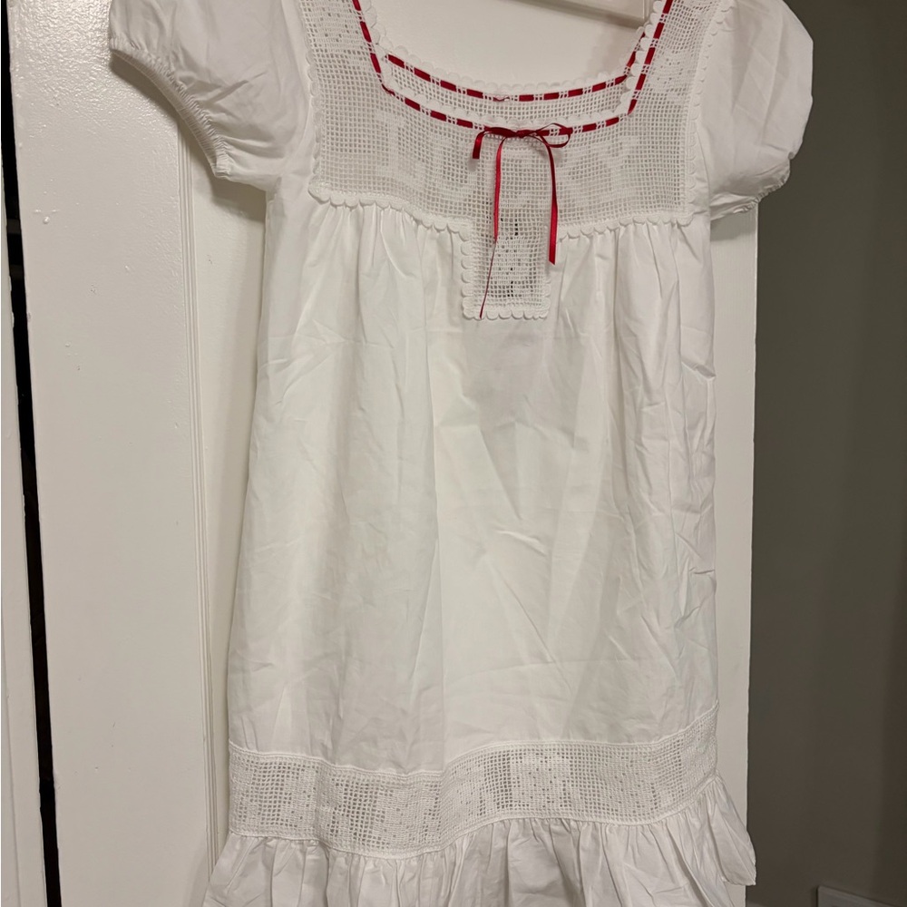 Bella Hadid Frankie's Bikinis Western Poplin White and Red Mini Dress